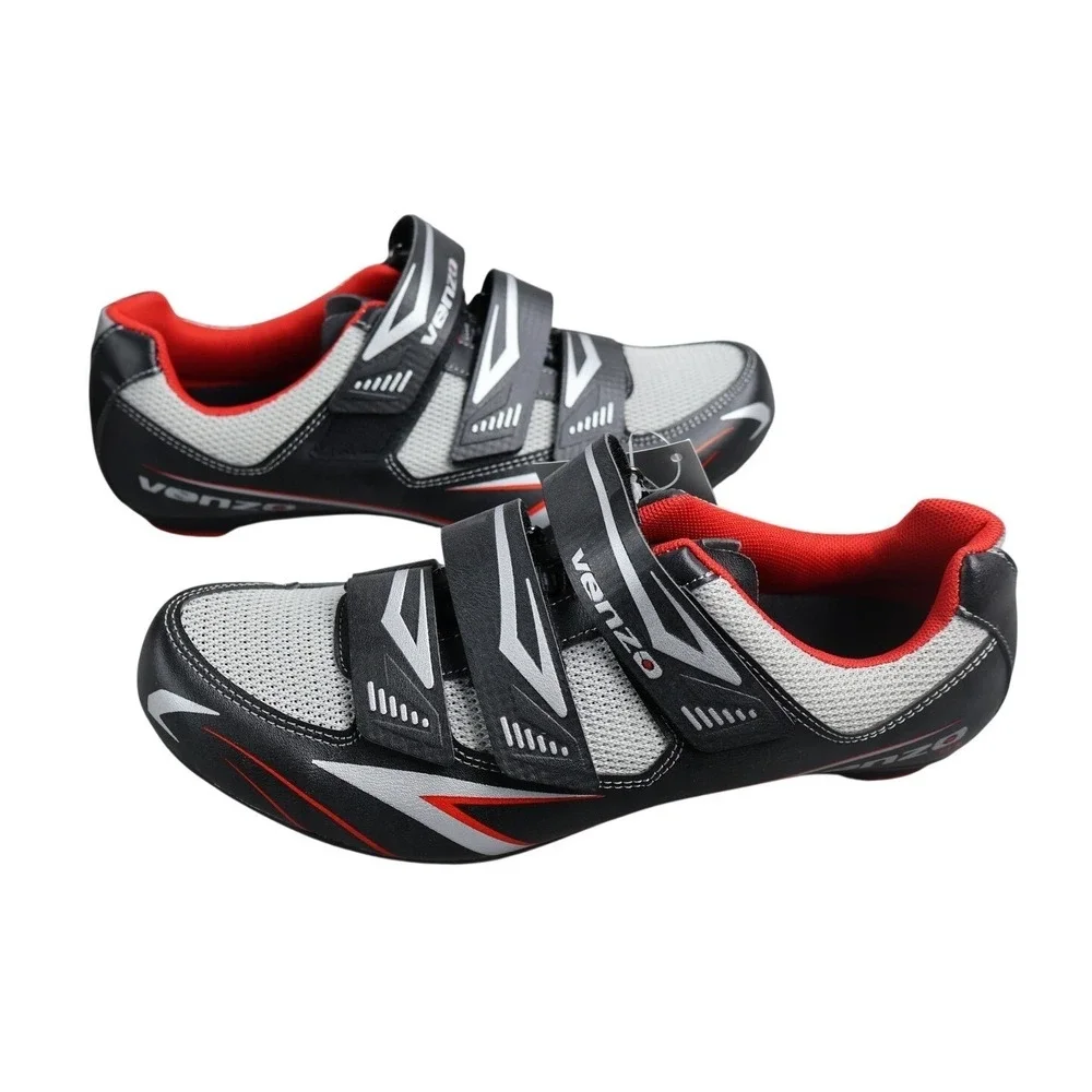 Road Cycling Shoes Womens 9 Mens 7.5 Venzo Biking Riding Shoes SH-R07B- 3 strap